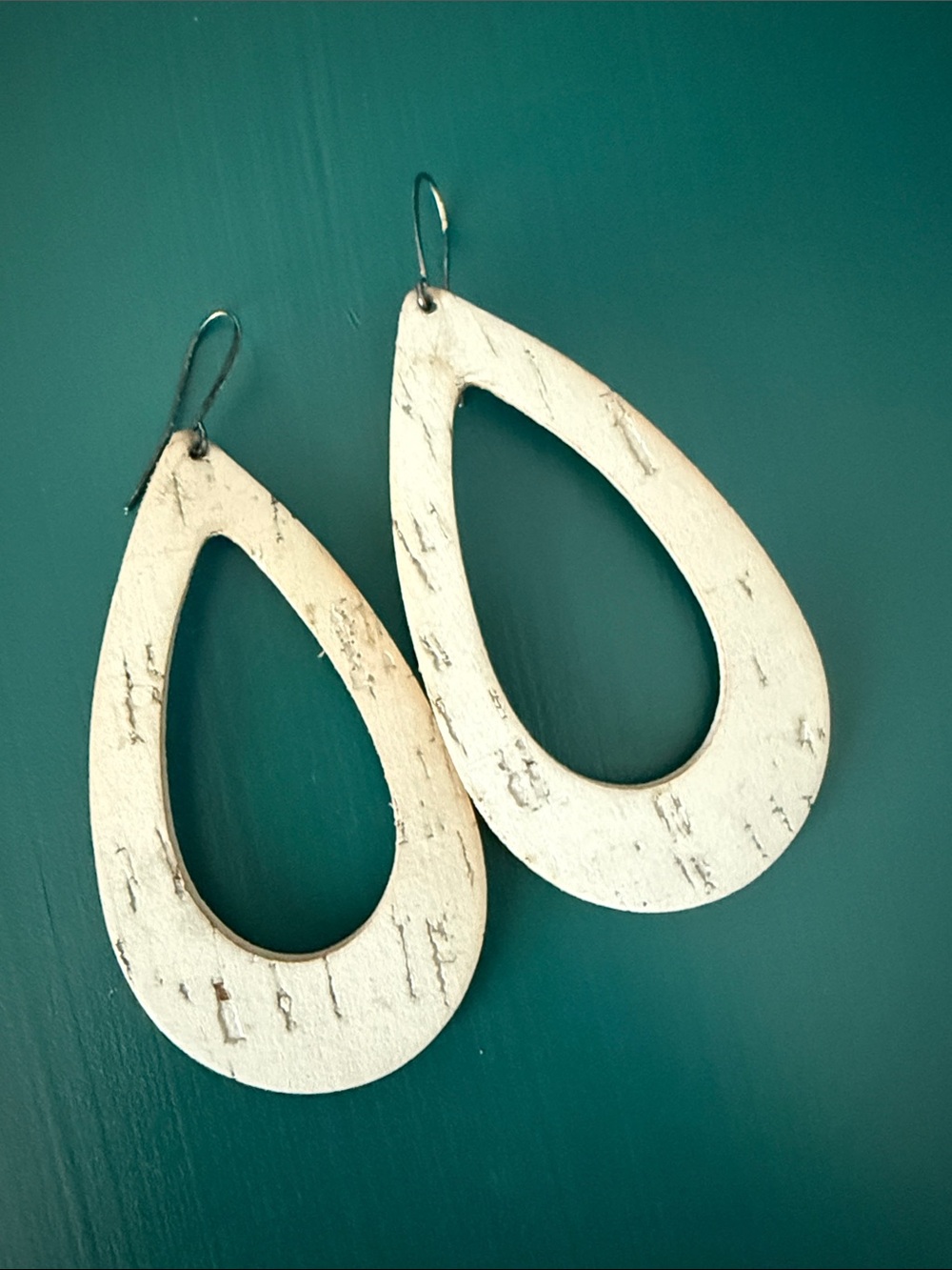 Birch Teardrop cork Earrings — White Birch Finish